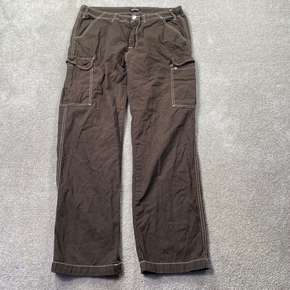 True Religion Cargo Pants Mens 34 Brown Ripstop Contrast Stitch Straight Leg